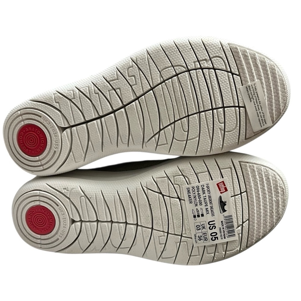 FitFlop F-Sporty Uberknit Lace Up Lightweight Comfort Sneakers Dark Taupe Size 5 - Picture 6 of 9